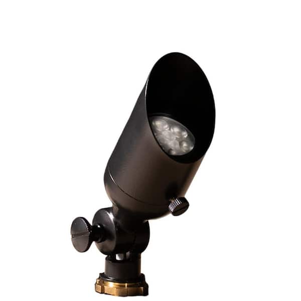 Low Voltage Black Hardwired Outdoor Brass Weather Resistant Spotlight with 4W MR11 LED Bulb & Stake