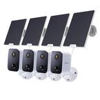 CoreCam Battery Powered Wireless Indoor/Outdoor Smart Home Security Camera with Solar Panel and Mounting Stand (4-Pack)