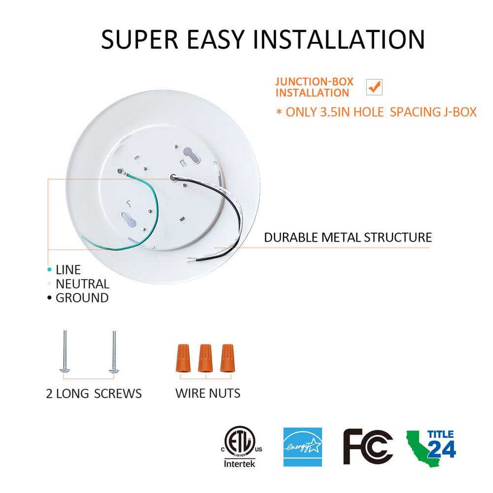 White Round Dimmable LED Flush Mount Disk Light