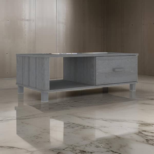 Benjara 39.4 in. Gray Rectangle Wood Coffee Table