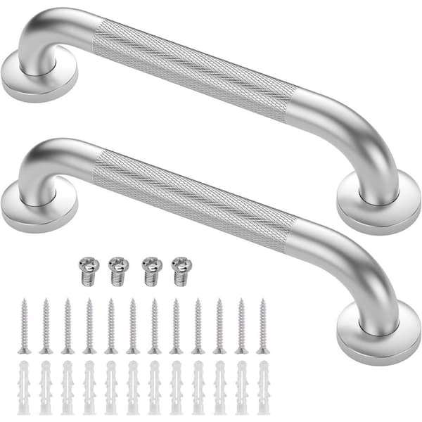 Adrinfly 12 in. Concealed Screw Anti Slip Shower Grab Bars in Stainless Steel (2-Pack)