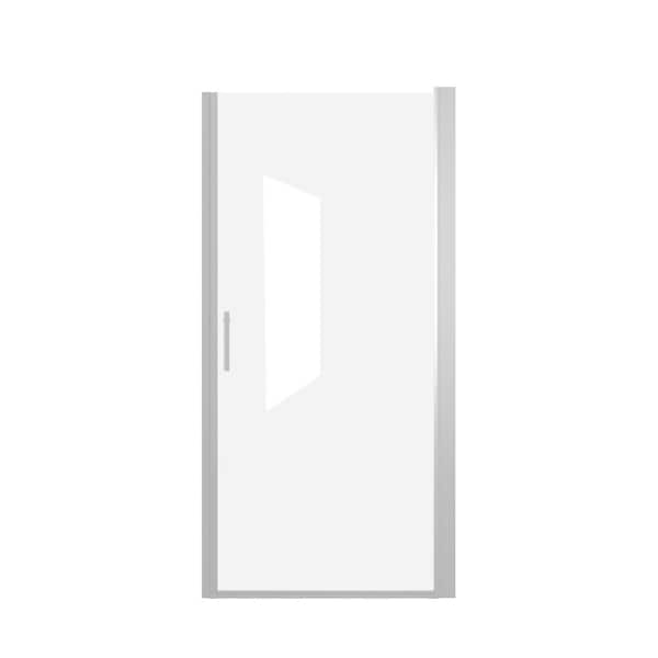 24-25 in. W x 72 in. H Pivot Half Frameless Shower Door in Chrome with Clear Glass and Easy Install