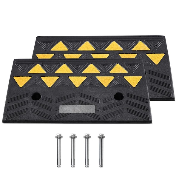 Rubber Curb Ramp 2 Pack, 5 in. Rise Height Heavy-Duty 33069 lbs. /15 T Capacity Threshold Ramps, Driveway Ramps