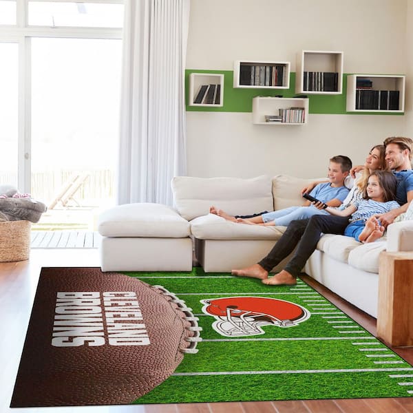 Cleveland Browns Green Football Field 5X7 ft Washable Indoor Area Rug