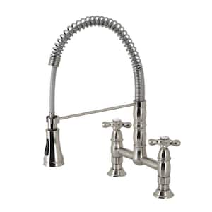 Heritage Double-Handle Pull Down Sprayer Kitchen Faucet in Brushed Nickel