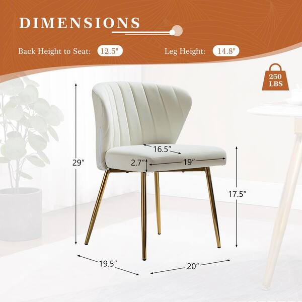 JAYDEN CREATION Luna Ivory Velvet 20 in.W x 19.5 in.D x 29