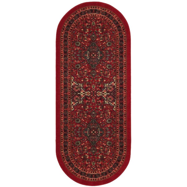 Ottomanson Ottohome Collection Non-Slip Rubberback Medallion Oriental 2x5 Indoor Runner Rug, 1 ft. 8 in. x 4 ft. 11 in., Dark Red