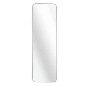 14 in. W x 47 in. H Full Length Wall Mounted Mirror, Over The Door Hanging Mirror, Round Corner, Silver