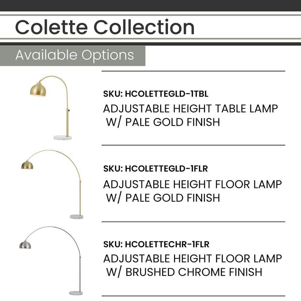 Adjustable Pale Gold Arc Clip-on Lamp with Marble Base