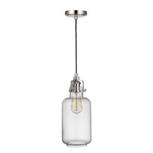 State House 60-Watt 1-Light Polished Nickel Finish Dining/Kitchen Island Mini Pendant with Clear Glass, No Bulb Included
