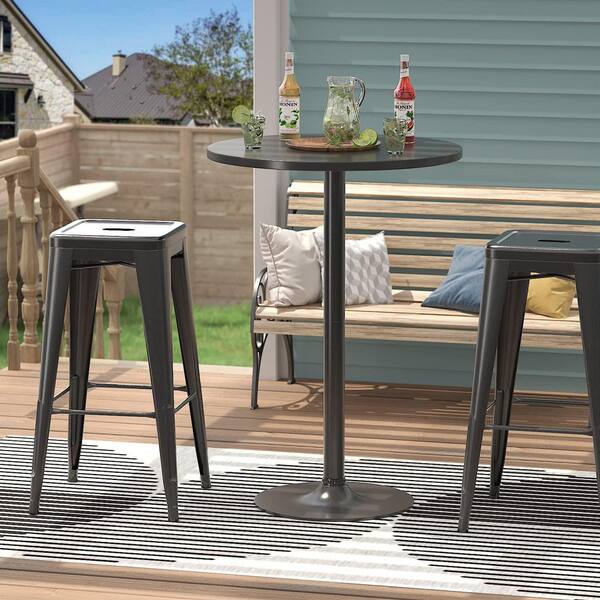 バーテーブル 23.8 in. x 39.5 in. Bistro Table with Metal Base, MDF Top and