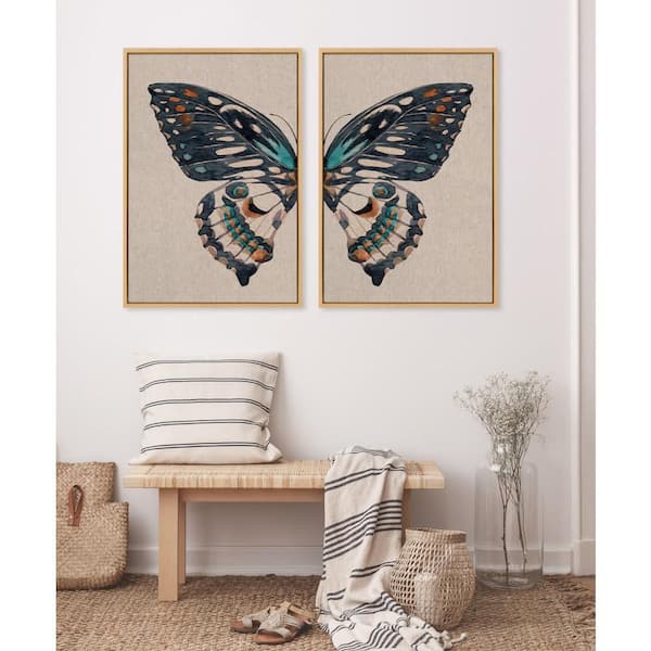 Sylvie "Boho Butterfly" by The Creative Bunch Studio 2 Piece Natural Framed Art Print Set 23 in. x 33 in.