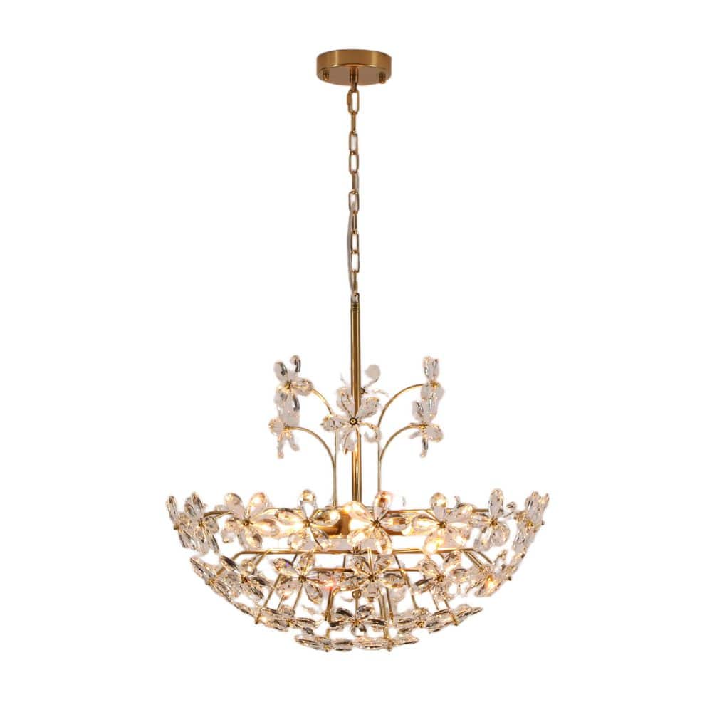 Kai 8-Light Modern Glam Brass Daisy Crystal Accents Flower Basket Chandelier for Living Room price history on PriceWatchPro