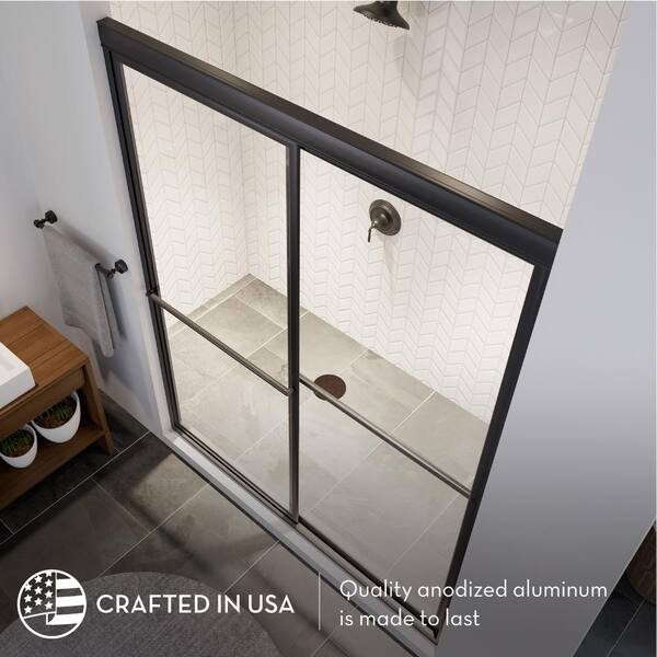 Coastal Shower Doors Newport 52 In To 53 625 X 70 Framed Sliding Door With Towel Bar Matte Black And Clear Glass 1652 70o C Coastal Shower Doors Newport 52 In To, Home Depot Sliding Glass Shower Doors
