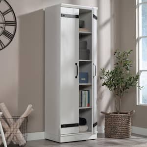 HomePlus Soft White Accent Storage Cabinet with Planked Barn Door Styling