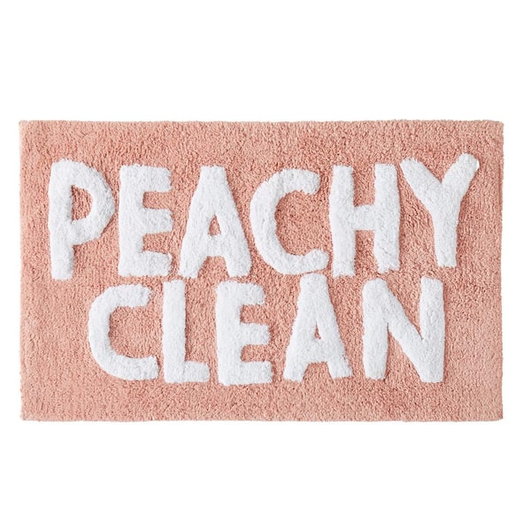Jessica Simpson Peachy Clean 20 in. x 32 in. Pink Novelty Cotton Rectangular Bath Mat
