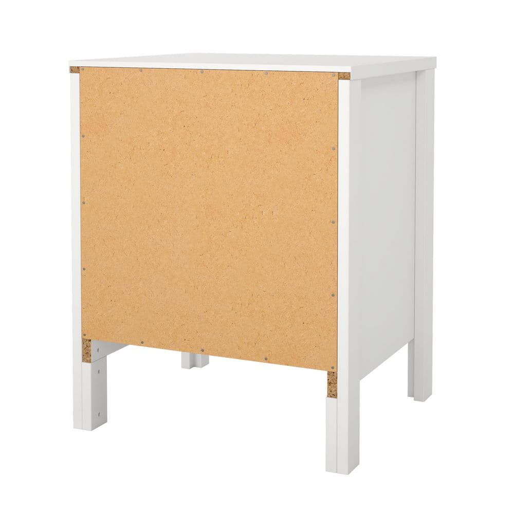 White 2-Drawer Modern Nightstand with Foil Finish