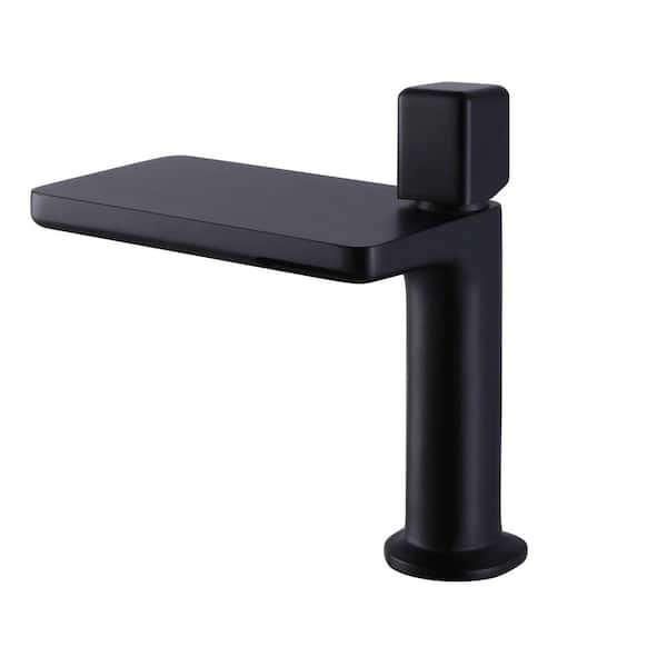AIMADI Single Handle Single Hole Bathroom Faucet Modern Brass Waterfall Bathroom Sink Taps in Matte Black