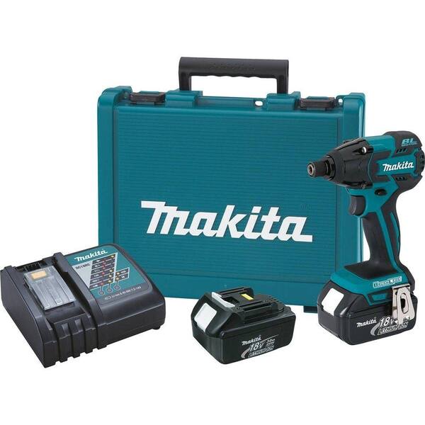 Makita 18-Volt LXT Lithium-Ion Brushless 1/4 in. Cordless Impact Driver Kit with (2) Batteries 3.0Ah Charger Hard Case