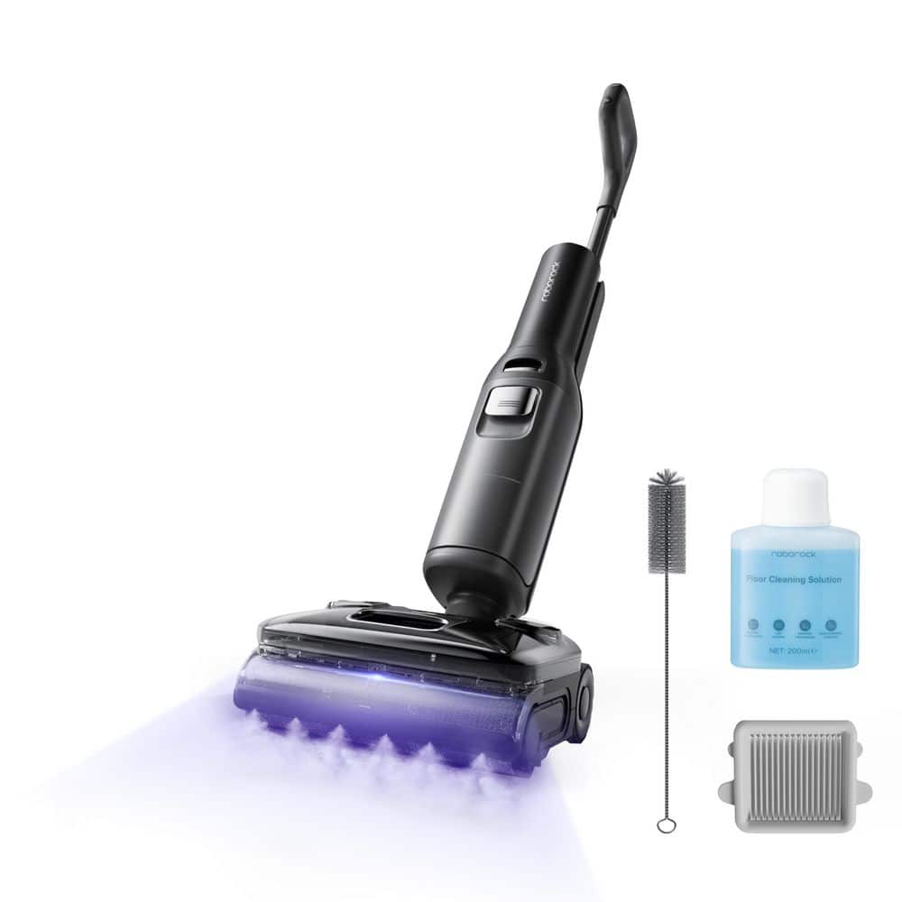 Roborock F25 Ultra Bagless Cordless HEPA Upright Vacuum for Hard Floors and Carpets in Black with Steam & Hot-Water Self-Cleaning