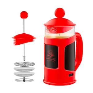 8-Cup Red French Press Cafetire Heat-Resistant Borosilicate Glass Coffee and Tea Maker FREE Measuring Scoop