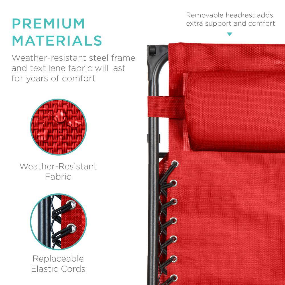Crimson Red Folding Zero Gravity Recliner with Canopy and Tray