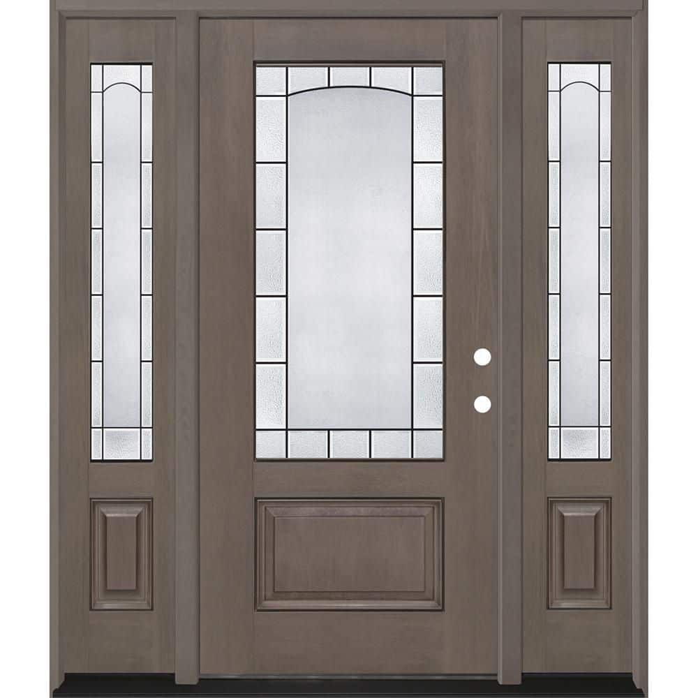 Regency 68 in. x 80 in. 3/4L Empire Decorative Glass LHIS Ashwd Mahogany Fiberglass Prehung Front Door w/14in-SLs6-9/16 price history on PriceWatchPro
