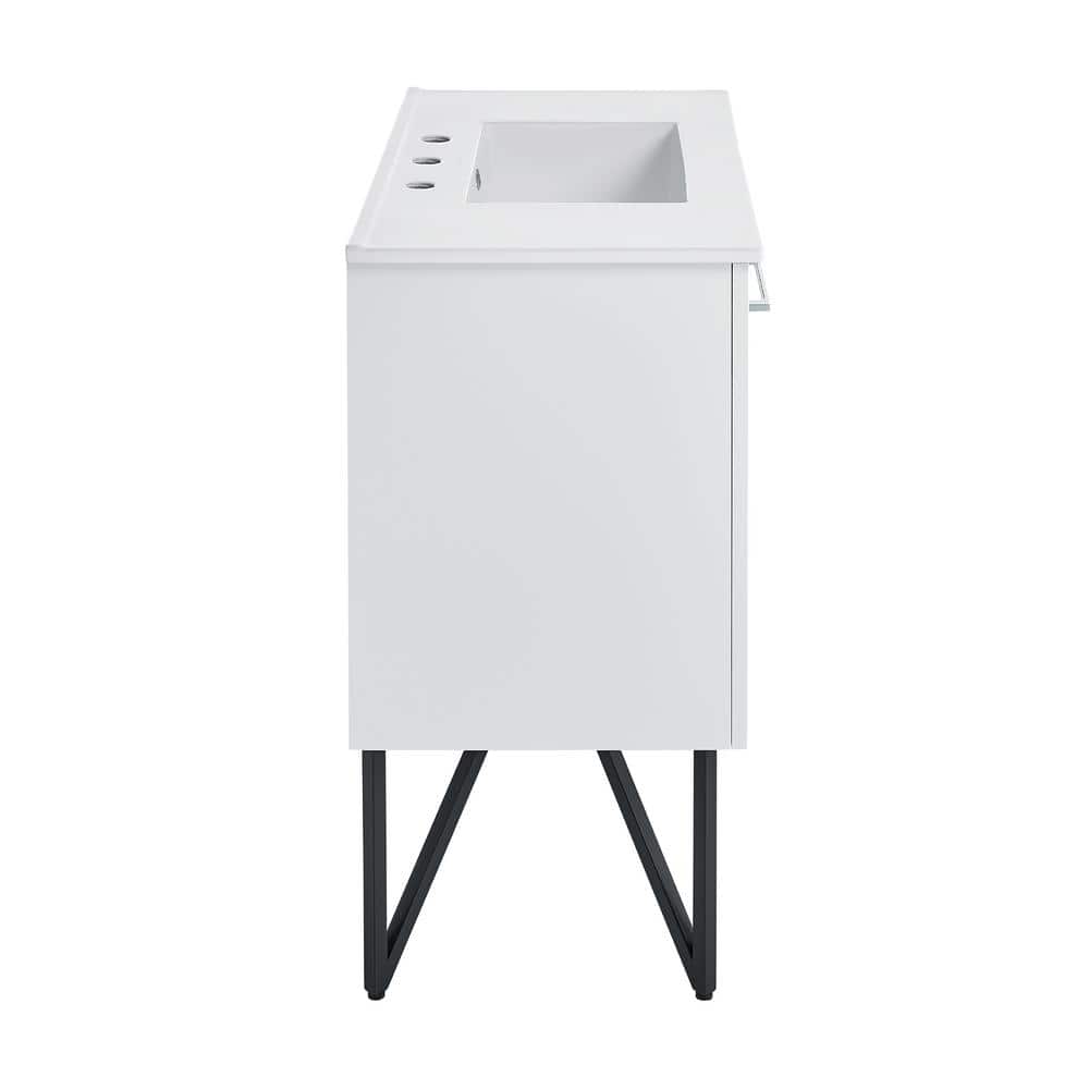 Annecy 36" Glossy White Freestanding Bathroom Vanity with Ceramic Sink