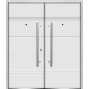 1705 72 in. x 80 in. Right-Hand/Inswing White Enamel Steel Prehung Front Door with Hardware