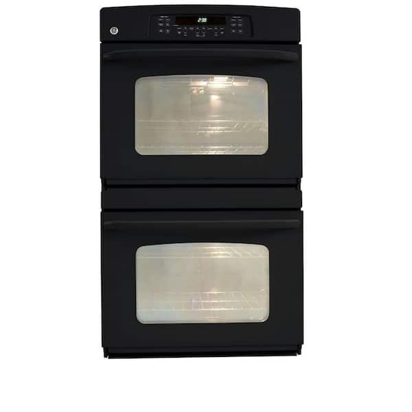 GE 30 in. Double Electric Wall Oven Self-Cleaning in Black on Black