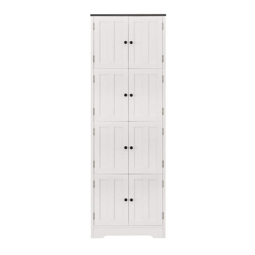 72 in. Tall White Corner Wall Storage with 8Doors and