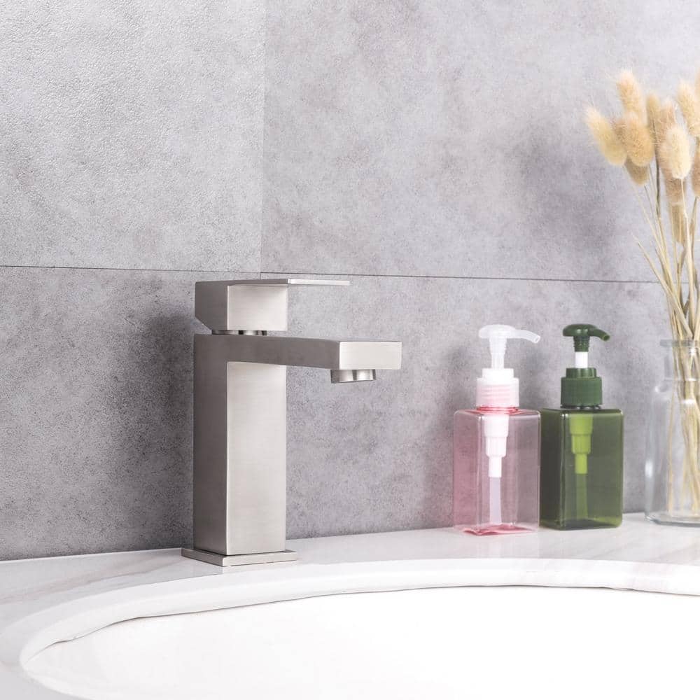 Brushed Nickel Single Handle Modern Bathroom Faucet