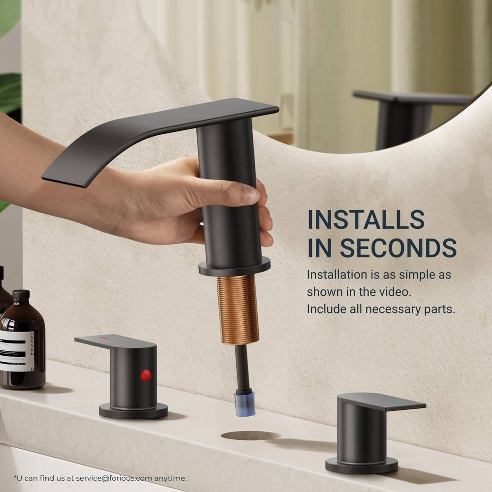 Matte Black Stainless Steel 8-Inch Widespread Bathroom Faucet