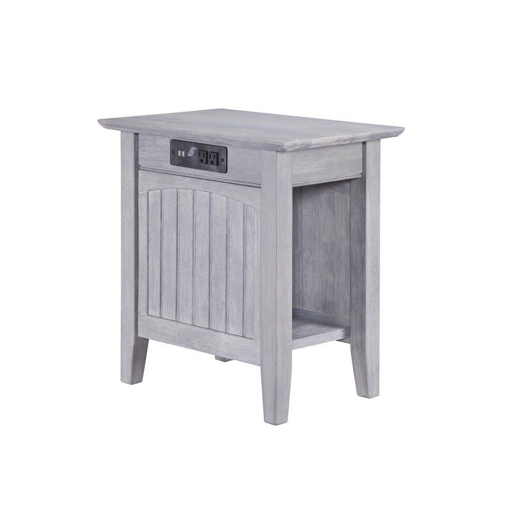 Driftwood Rectangular Eco-Friendly Hardwood End Table with USB Ports