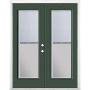 60 in. x 80 in. Conifer Steel Prehung Left-Hand Inswing Mini Blind Patio Door with Brickmold