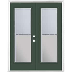 60 in. x 80 in. Conifer Steel Prehung Left-Hand Inswing Mini Blind Patio Door in Vinyl Frame with Brickmold