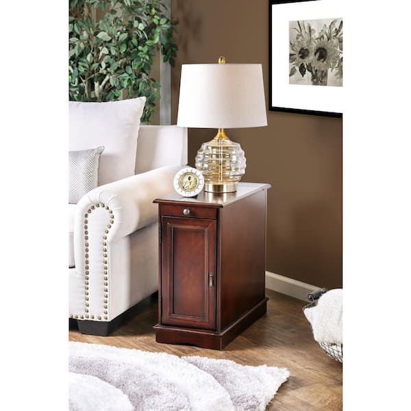 Turetta 24 in. Cherry Rectangular Wooden Top End Table