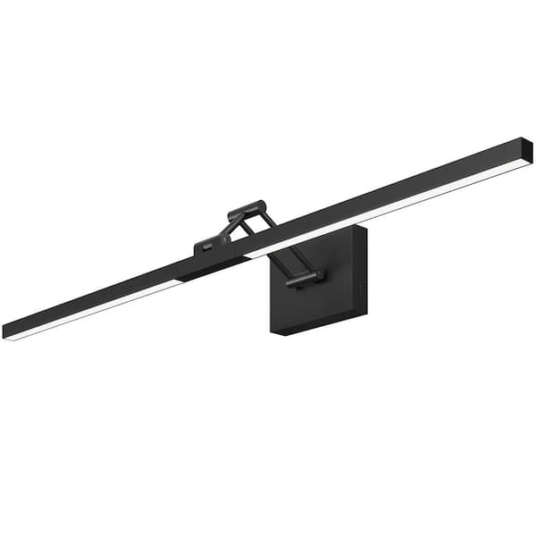 36 in. 1-Light Matte Black Bathroom 3CCT Modern LED Vanity Light Fixture with 360° Rotatable Head and Swing Arm