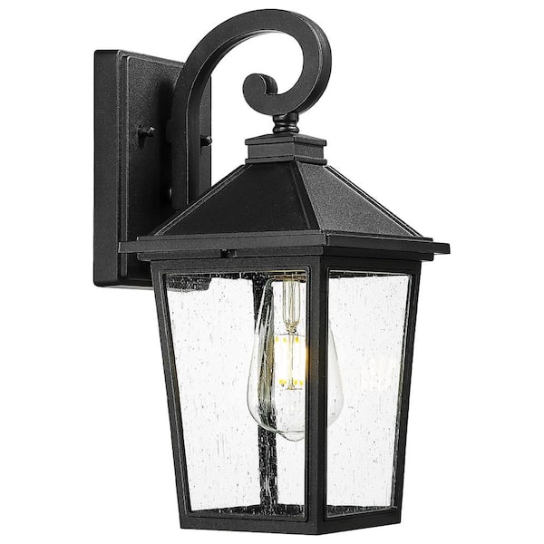 JAZAVA 17.91 in. Black Outdoor Hardwired Wall Lantern Sconce with No Bulbs Included (1-Pack)