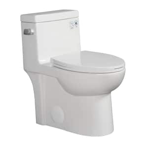 1-Piece 1.28 GPF High Efficiency Single Flush Elongated Toilet in White with Slow-Close Seat