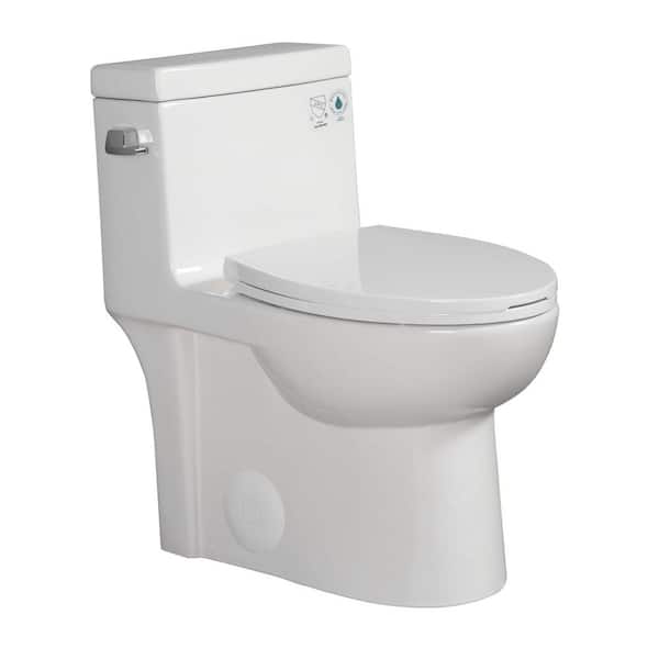 FUNKOL 1-Piece 1.28 GPF High Efficiency Single Flush Elongated Toilet in White with Slow-Close Seat
