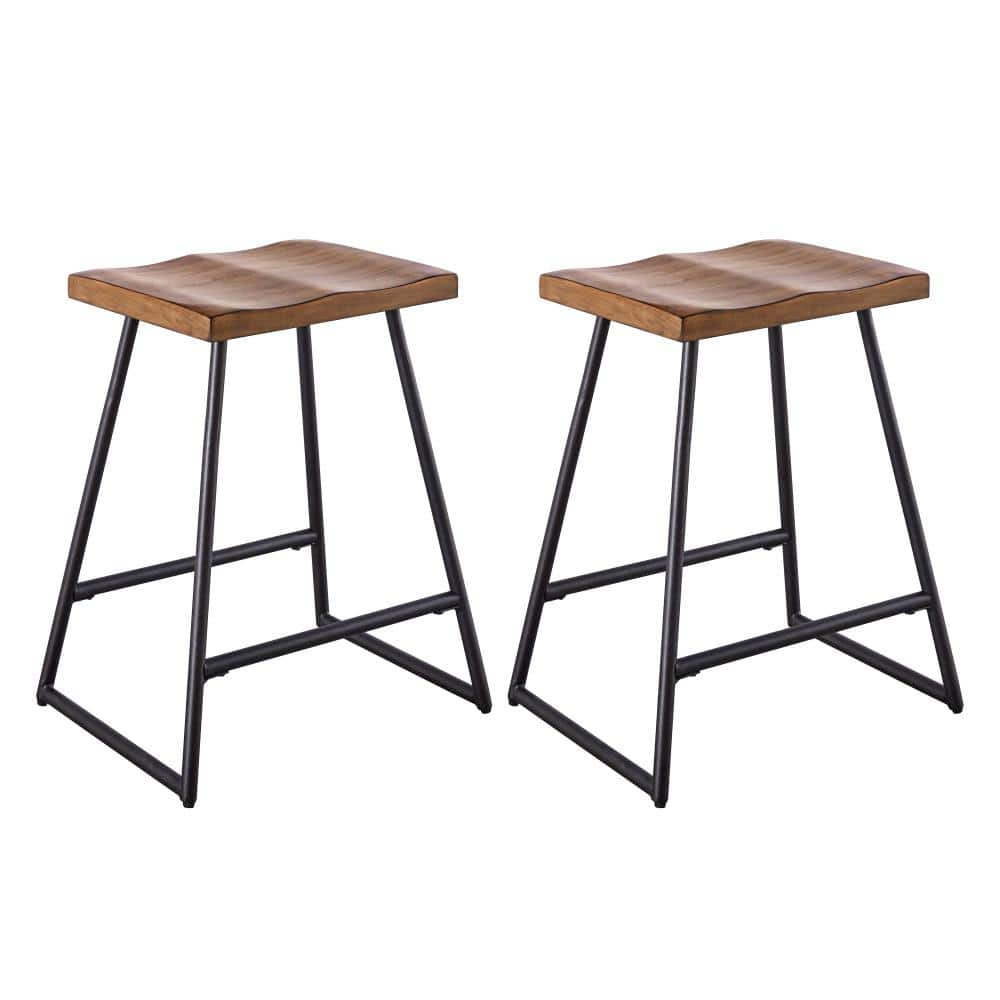 silver and wood bar stools