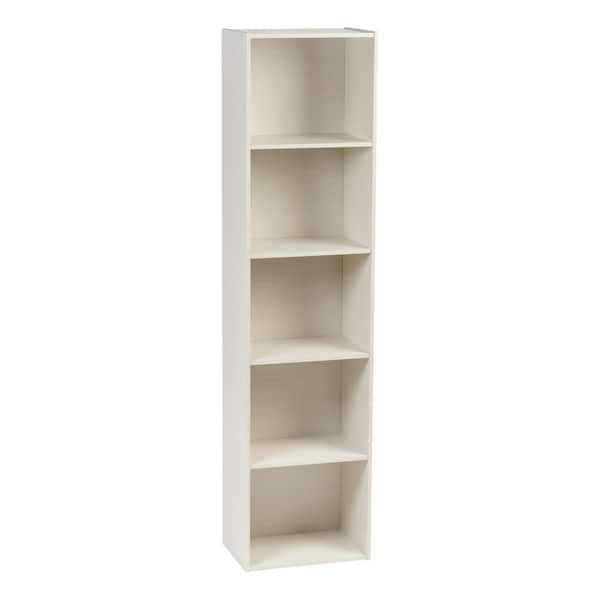 IRIS 66.14 in. White Faux Wood 5-shelf Standard Bookcase with Doors