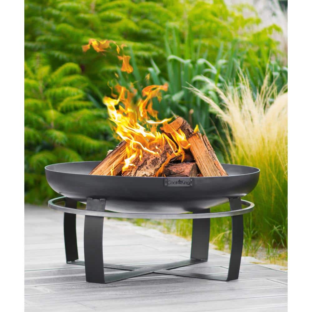 Cook King 31.5" Black Steel Round Wood Burning Fire Pit