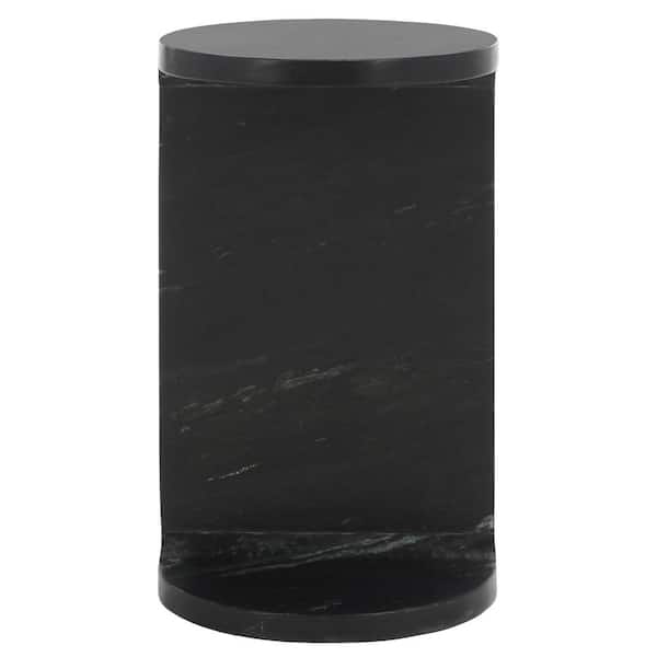 SAFAVIEH Melinda 12 in. Black Round Marble End Table