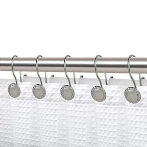 Shower Rings Double Shower Curtain Hooks for Bathroom Rust Resistant Shower Curtain Hooks Rings in Brushed Nickel