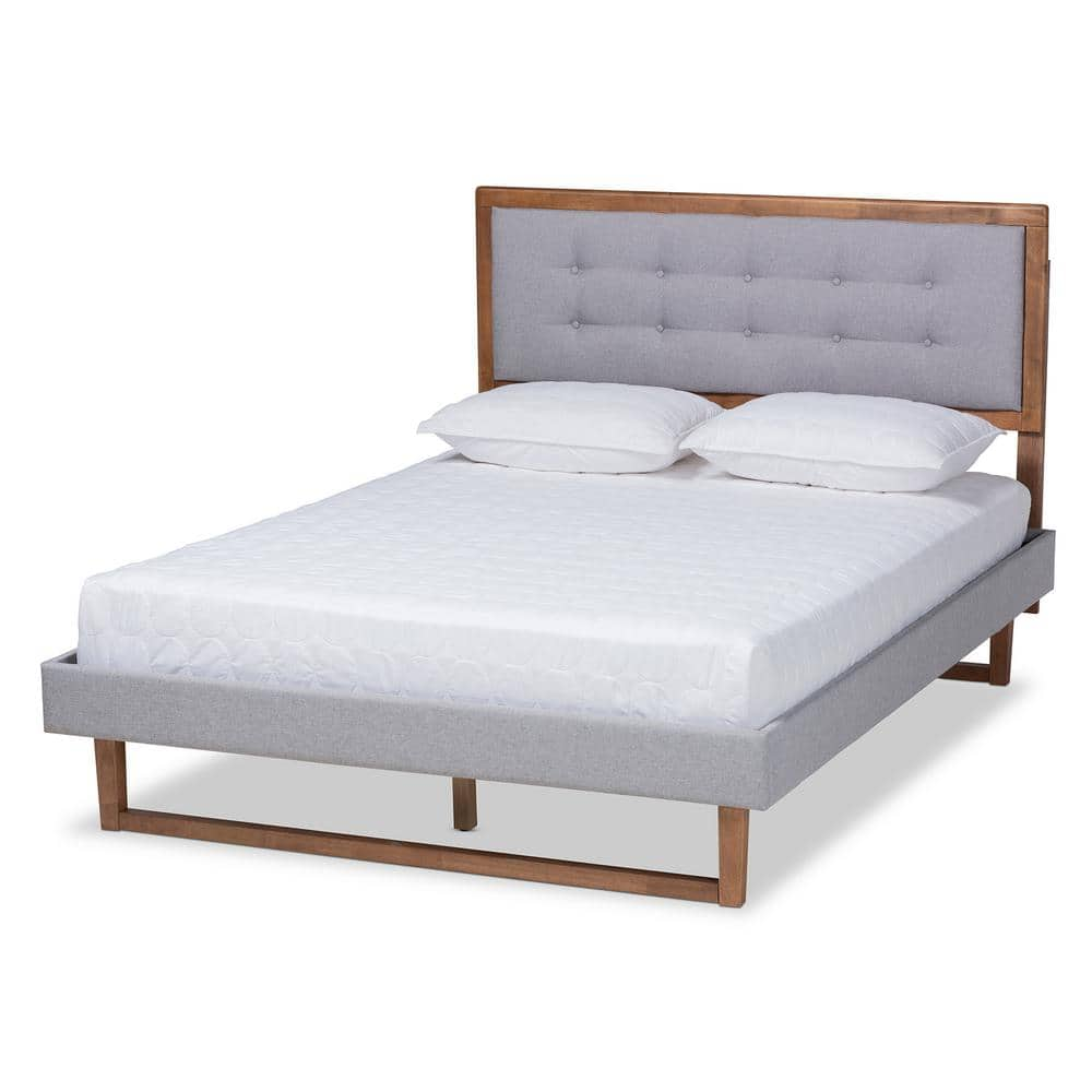 Baxton Studio Livinia Light Grey Ash Walnut Full Platform Bed 164