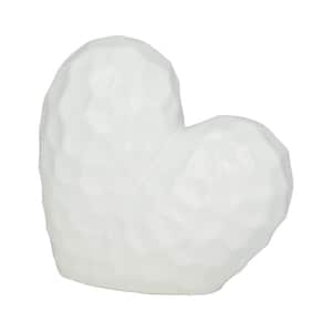 White Porcelain Dimensional Angled Origami Inspired Heart Sculpture