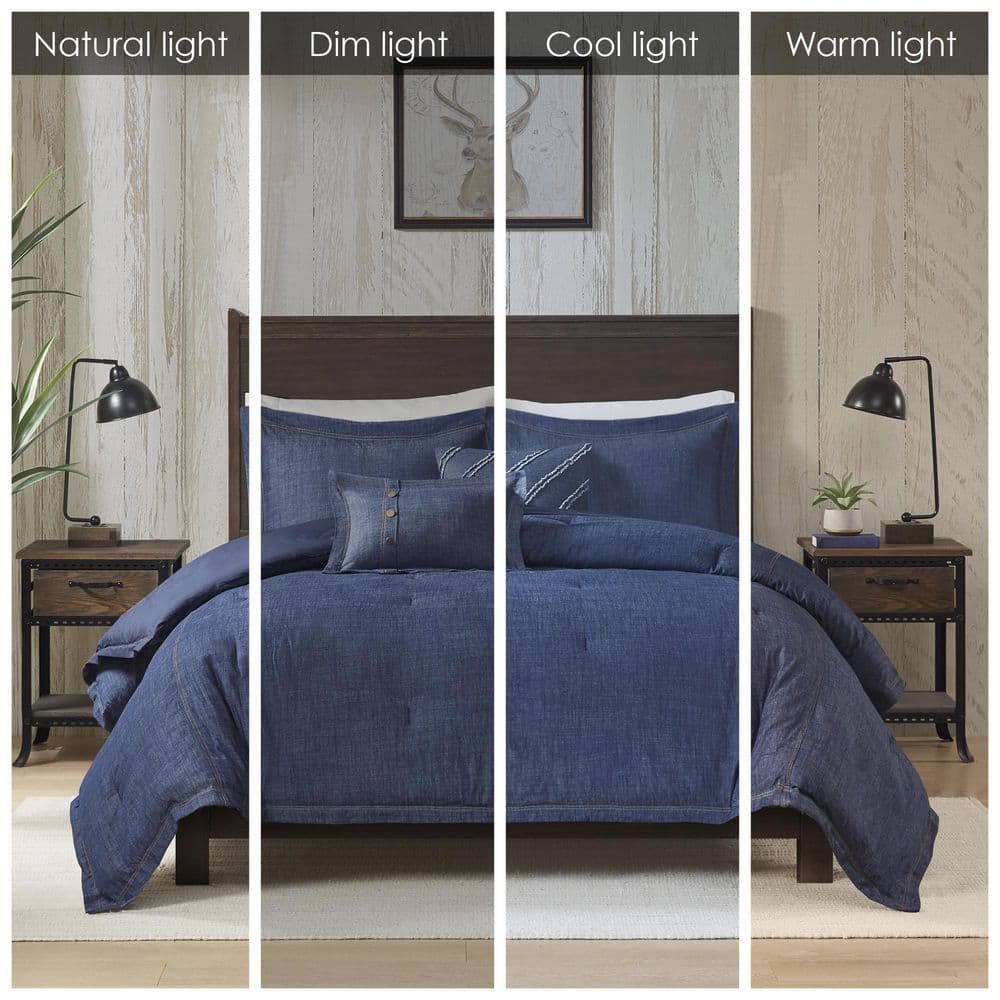 Perry Twin Blue Cotton Denim Comforter Set
