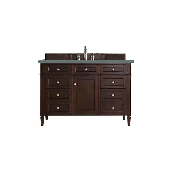 James Martin Vanities Brittany 48.0 in. W x 23.5 in. D x 34 in. H Bathroom Vanity in Burnished Mahogany with Cala Blue Quartz Top